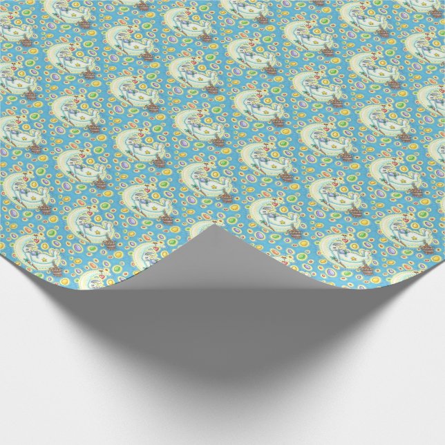 EASTER BUNNY JELLY BEAN DREAMS MOON WRAPPING PAPER (Corner)