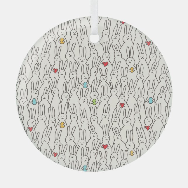 Easter Bunny: Joyful Seamless Fun. Glass Tree Decoration (Front)