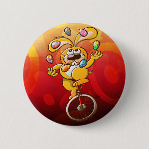 Easter Bunny Juggling Eggs 6 Cm Round Badge
