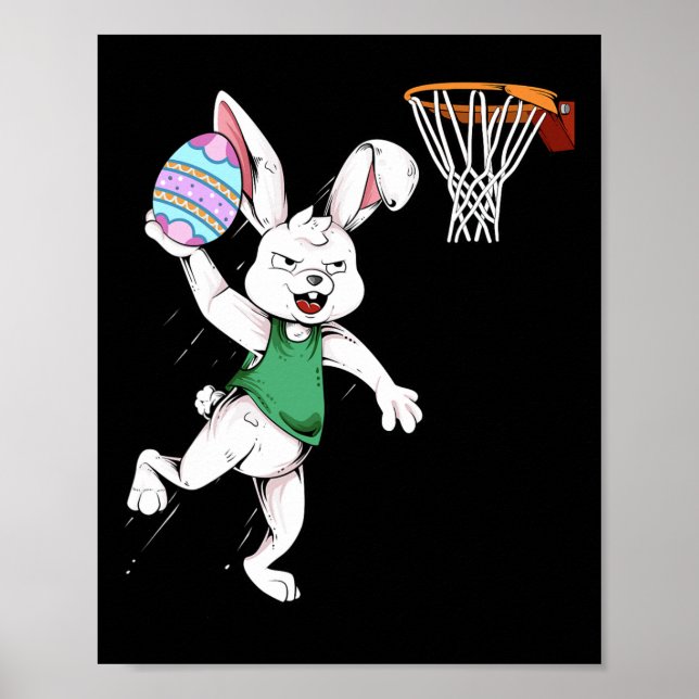 Easter Bunny Kids Boys Men Rabbit Dunking Bysketby Poster (Front)
