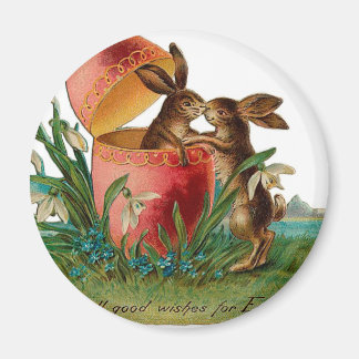 Easter Bunny Kiss Vintage Magnet