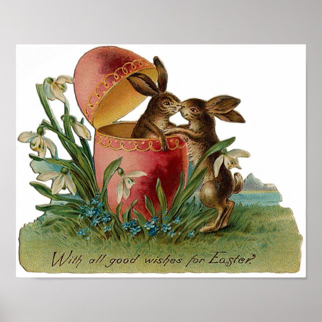 Easter Bunny Kiss Vintage Poster (Front)
