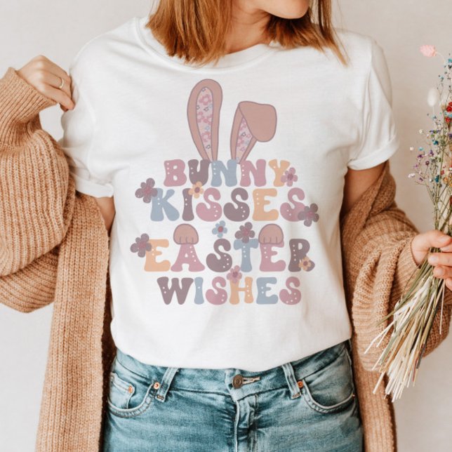 Easter Bunny Kisses Retro Floral T-Shirt (Creator Uploaded)