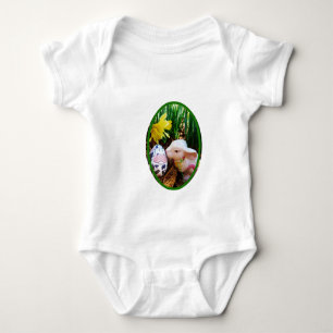 Easter Bunny kissing Cow Egg Baby Bodysuit