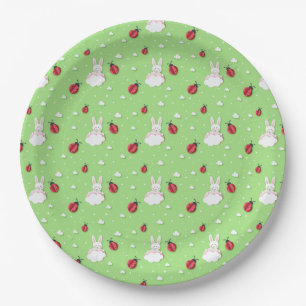 Easter Bunny & Ladybugs Pattern Cut-out Paper Plate