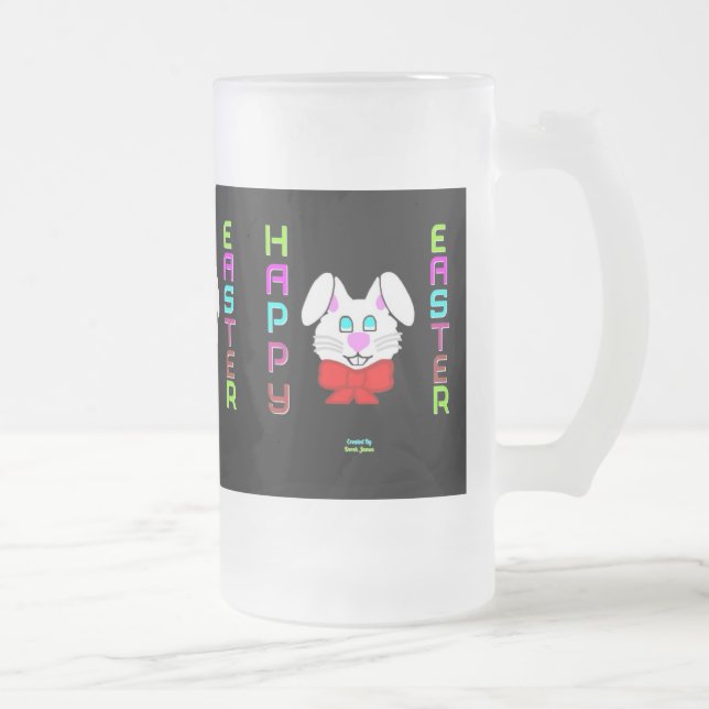 Easter Bunny Large Frosted Glass Mug (Right)