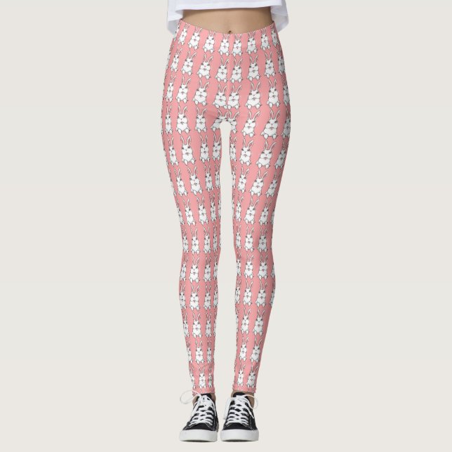 Easter Bunny Leggings Pink Easter Legging Pants (Front)