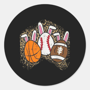 Easter Bunny Leopard Basball Baseball Football Classic Round Sticker