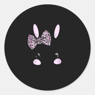 Easter Bunny Leopard Bow Tie Easter Day Women Girl Classic Round Sticker