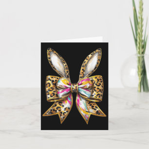 Easter Bunny Leopard Coquette Bow Happy Easter Gir Card