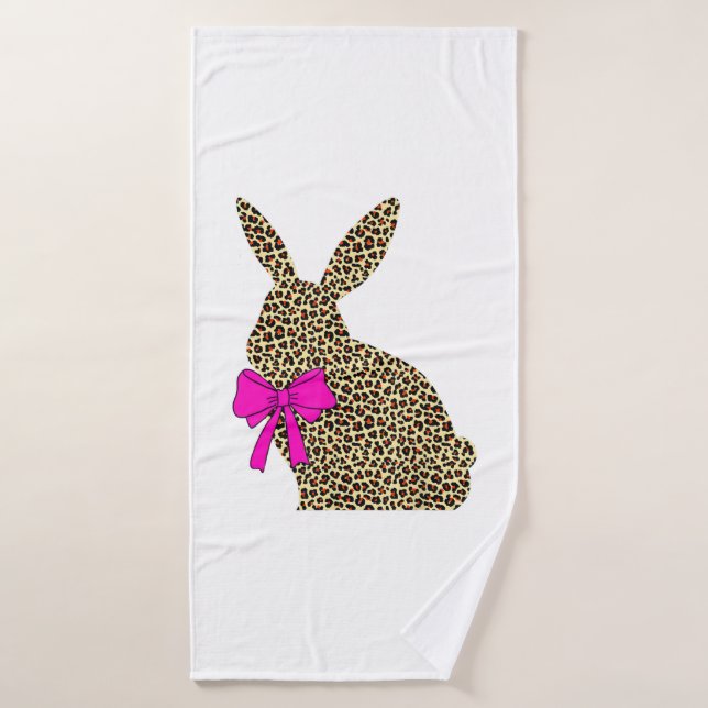 Easter Bunny Leopard Plaid Buffalo Rabbit Easter Bath Towel (Bath Towel)