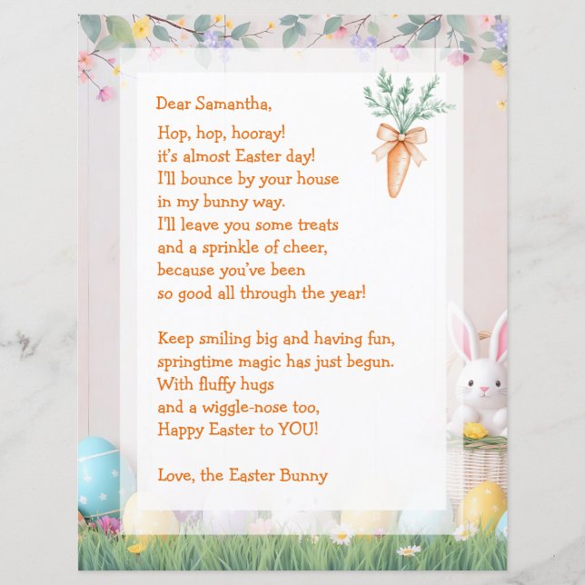 Easter Bunny Letter and Games for Children (Front)