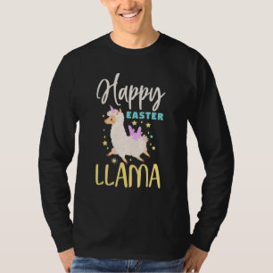 Easter Bunny Llama Bringing Eggs Basket Happy East T-Shirt