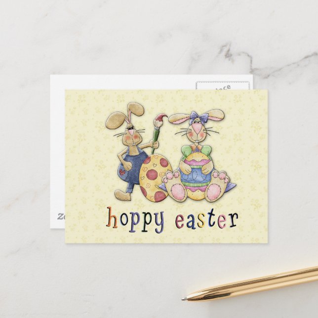 Easter Bunny Love Postcard (Front/Back In Situ)