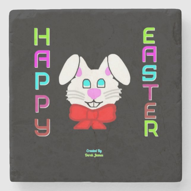 Easter Bunny Marble Stone Coaster (Front)
