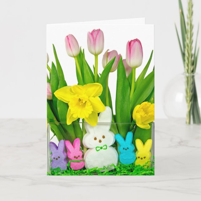 Easter Bunny Marshmallow Candy Holiday Card (Front)
