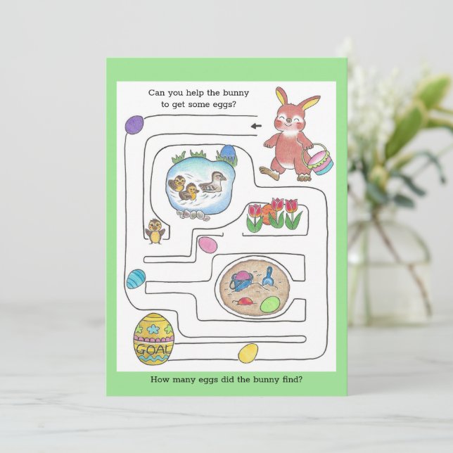 Easter Bunny Maze & Colouring Page Activity Card  (Standing Front)