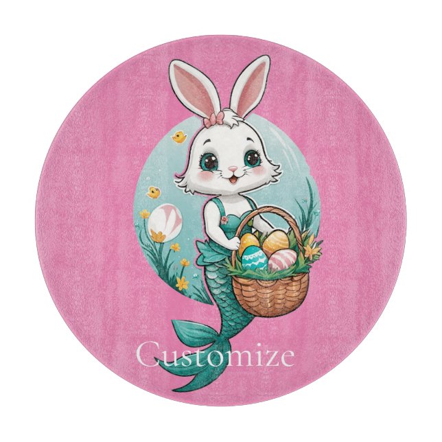 Easter Bunny Mermaid Thunder_Cove Cutting Board (Front)