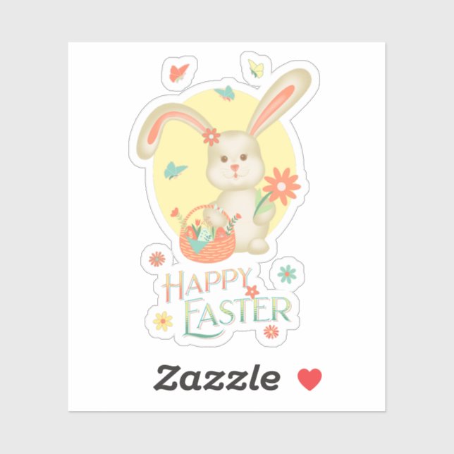 Easter Bunny Modern Cute Floral Colourful (Sheet)