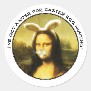 Easter Bunny Mona Lisa Classic Round Sticker