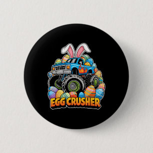 Easter Bunny Monster Truck Egg Crusher Funny Easte 6 Cm Round Badge