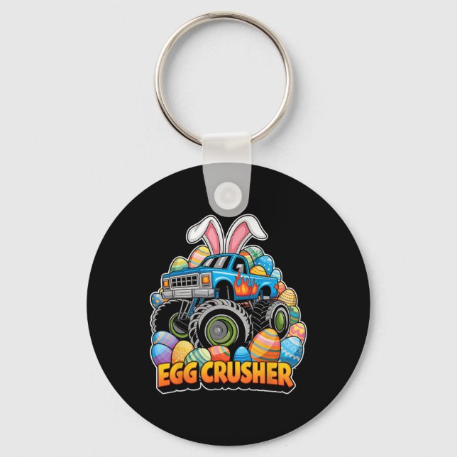 Easter Bunny Monster Truck Egg Crusher Funny Easte Key Ring (Front)