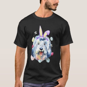 Easter Bunny Old English Sheepdog Rabbit Ears 3 T-Shirt