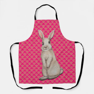 Easter Bunny on Gold Damask & Pink Baking Apron