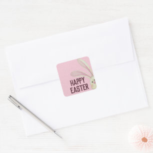 Easter Bunny on Polka Dots Square Sticker