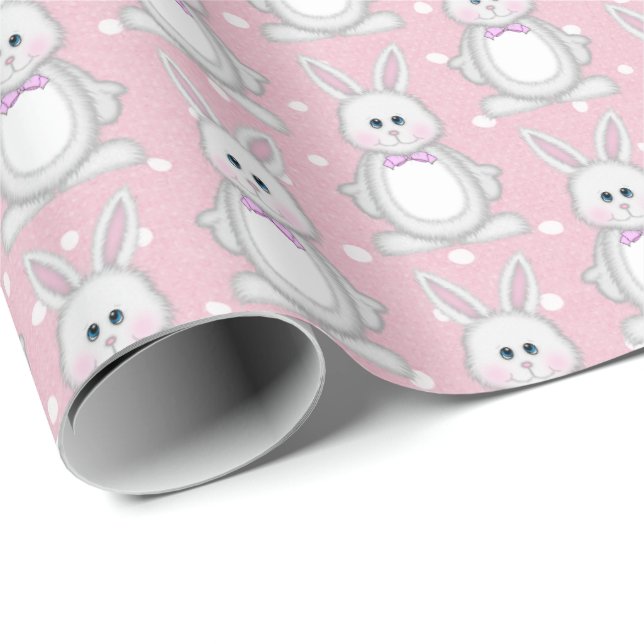 Easter Bunny On Polka Dots Wrapping Paper (Roll Corner)