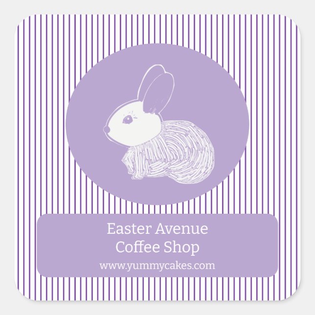 Easter Bunny on Purple Stripes Business Label (Front)