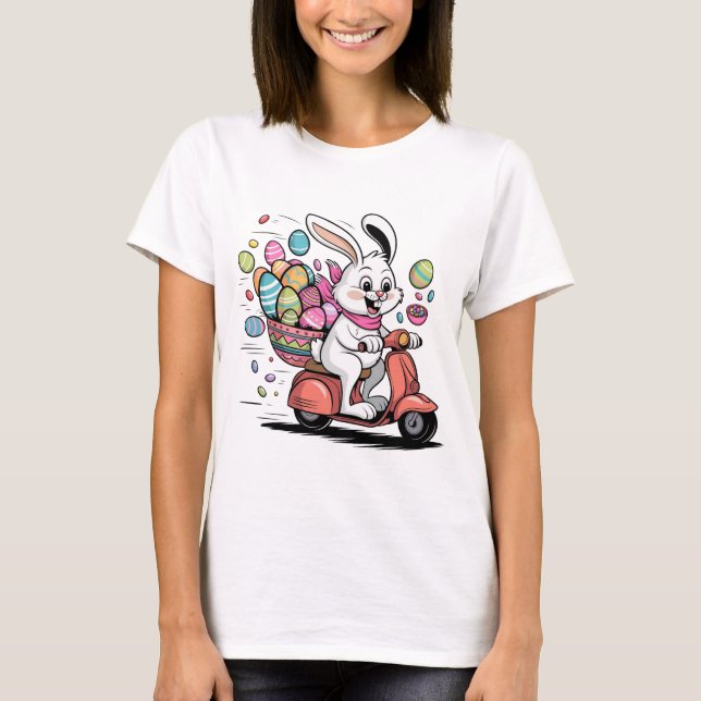 Easter Bunny on Scooter Tshirt (Front)