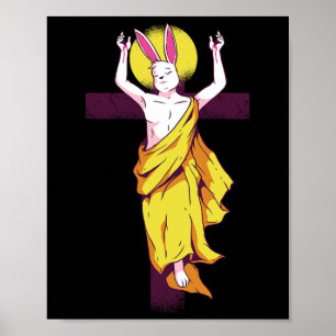Easter Bunny On The Cross With Halo  Poster