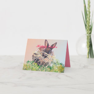 Easter Bunny or Nest Making Rabbit - Happy Easter Holiday Card