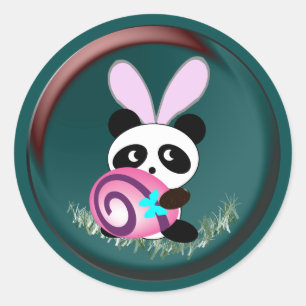 Easter bunny Panda Classic Round Sticker