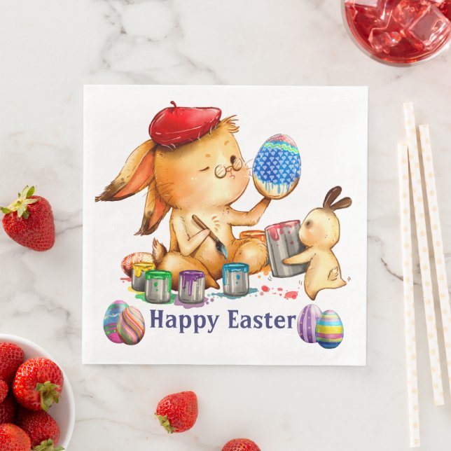 Easter Bunny Paper Dinner Napkins (Insitu)