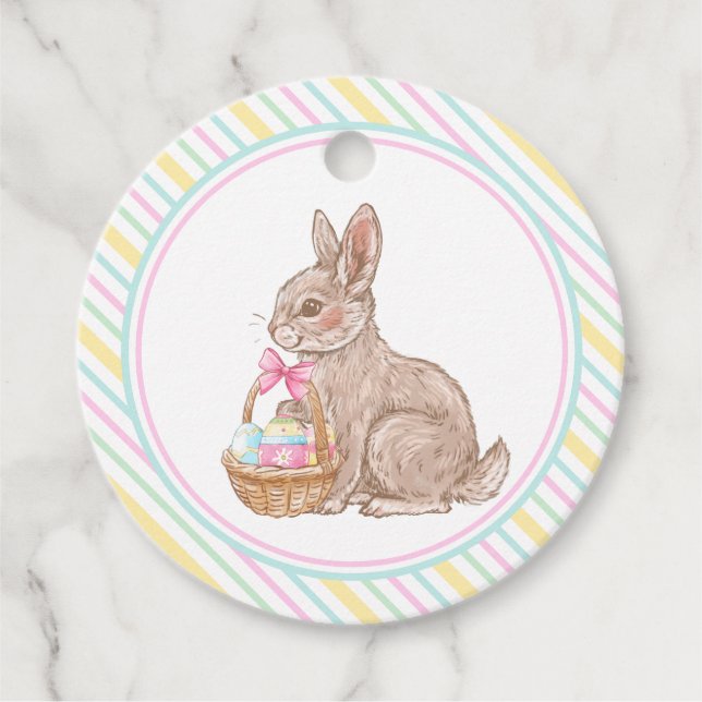 Easter Bunny Pastel Stripe Favour Tags (Front)