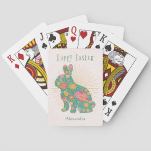 Easter Bunny Pastel Vintage Personalised Playing Cards