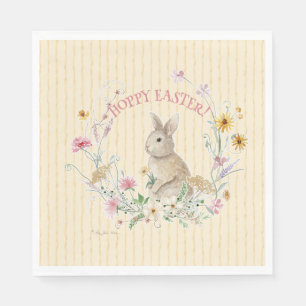 Easter Bunny Pastel Wildflowers w Yellow Ribbons Napkin