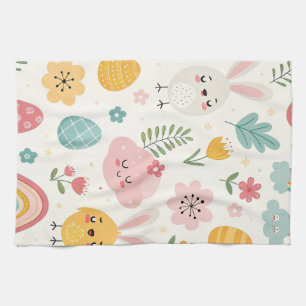 Easter Bunny Pattern Tea Towel