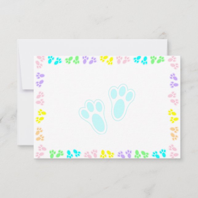 Easter Bunny Paw Print Pattern Blank Card (Front)
