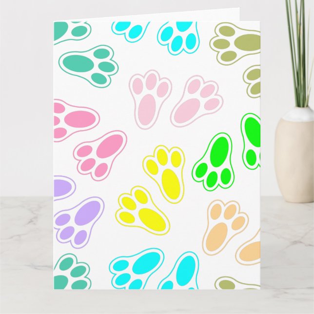 Easter Bunny Paw Print Pattern Card (Front)