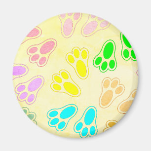 Easter Bunny Paw Print Pattern Vintage Style Magnet