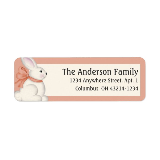 Easter Bunny Peach Colour Return Address Labels (Front)
