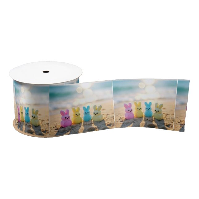 Easter Bunny Peeps On the Beach Satin Ribbon (Spool)