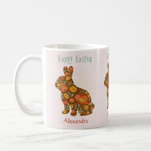 Easter Bunny Personalised Gold Glitter Colourful Coffee Mug