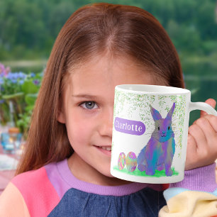 Easter Bunny Personalised Name Purple Coffee Mug