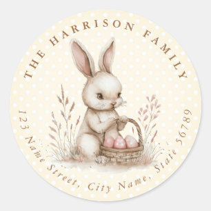 Easter Bunny Personalised Name Round Stickers