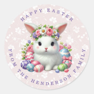 Easter Bunny Personalised Name Round Stickers