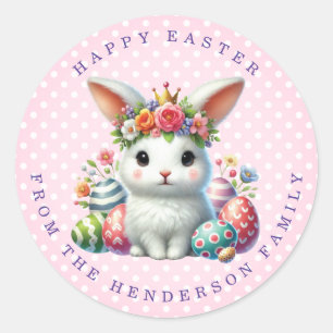 Easter Bunny Personalised Name Round Stickers